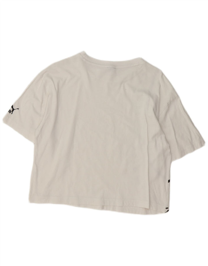 Puma Womens Crop Graphic T-Shirt Top UK 10 Small White