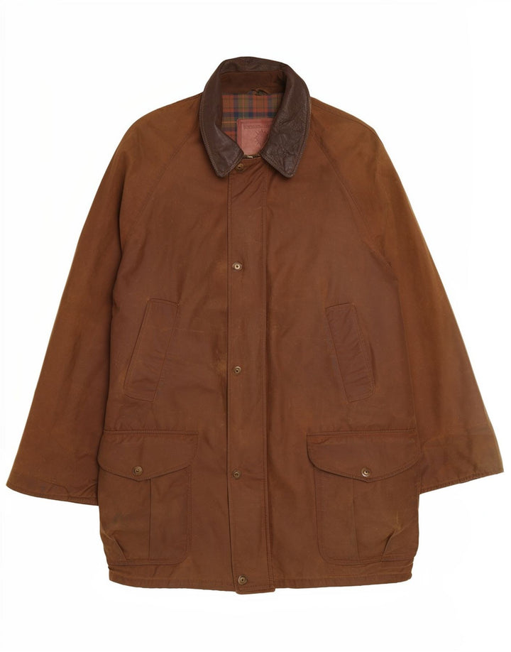 Michael Mortell Mens Waxed Cotton Jacket UK 40 Large Brown Cotton