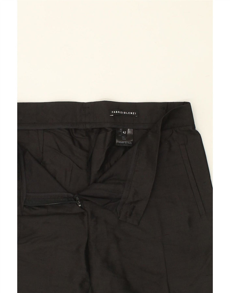 FABRIZIO LENZI Womens Casual Trousers IT 42 Medium W30 L 27  Black Silk Vintage Fabrizio Lenzi and Second-Hand Fabrizio Lenzi from Messina Hembry 