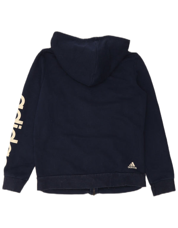 Adidas Womens Graphic Zip Hoodie Sweater UK 16/18 Large Navy Blue Cotton