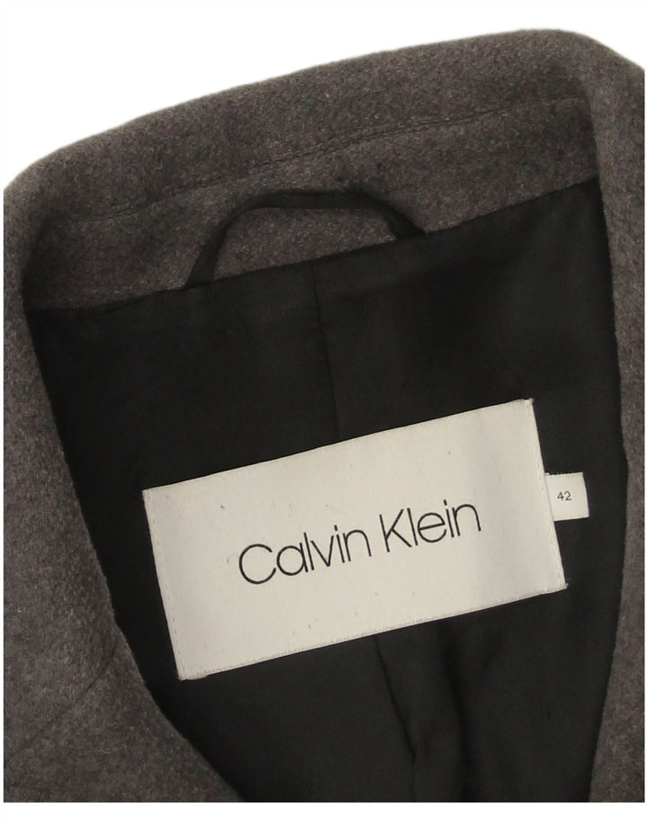 Calvin Klein Womens Overcoat IT 42 Medium Grey Virgin Wool