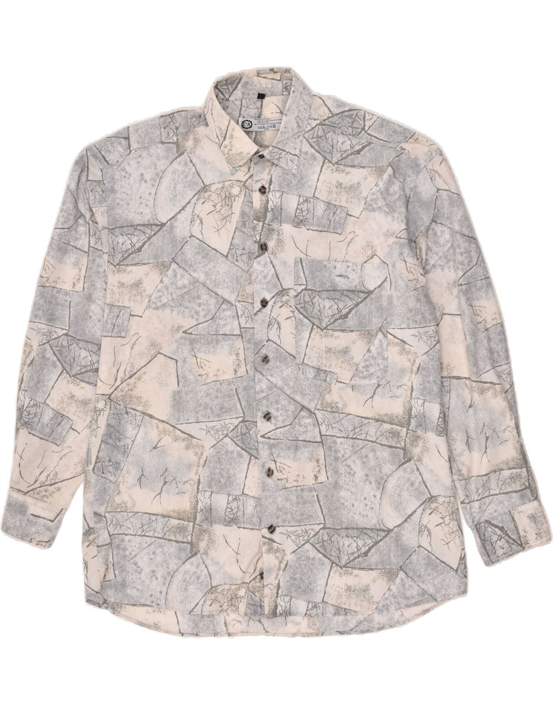 C & A Mens Abstract Pattern Shirt Size 41/42 Large Grey Polyester | Vintage C & A | Thrift | Second-Hand C & A | Used Clothing | Messina Hembry 