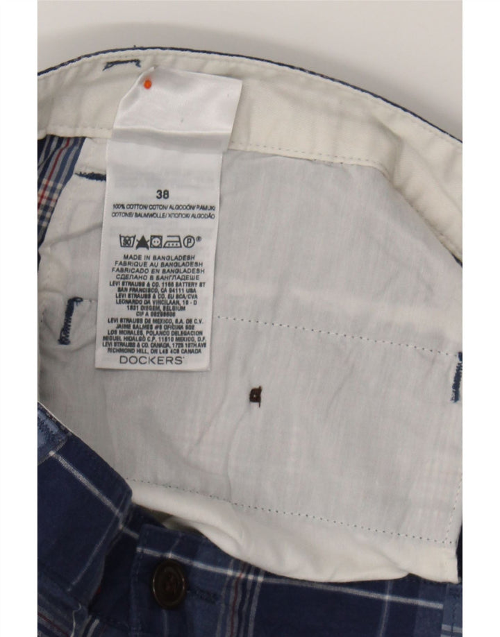 DOCKERS Mens Chino Shorts W38 XL Navy Blue Check Cotton Vintage Dockers and Second-Hand Dockers from Messina Hembry 