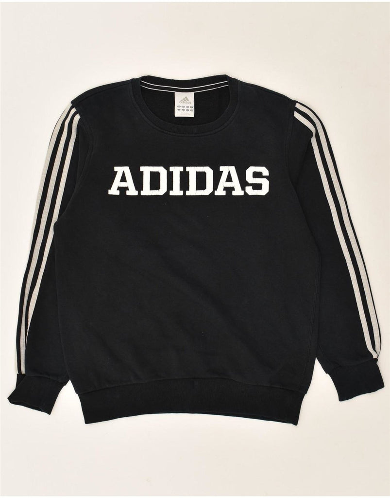 ADIDAS Womens Graphic Sweatshirt Jumper UK 8 Small Black Cotton | Vintage Adidas | Thrift | Second-Hand Adidas | Used Clothing | Messina Hembry 