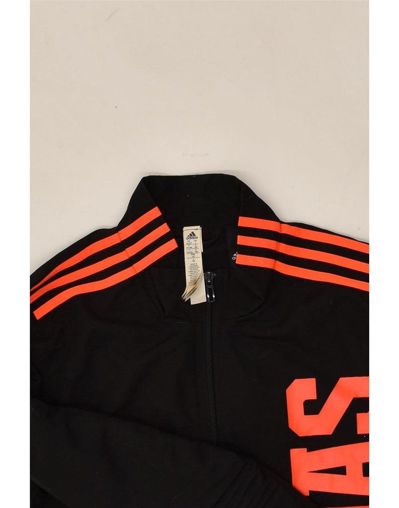 ADIDAS Boys Graphic Tracksuit Top Jacket 13-14 Years Black Polyester | Vintage Adidas | Thrift | Second-Hand Adidas | Used Clothing | Messina Hembry 