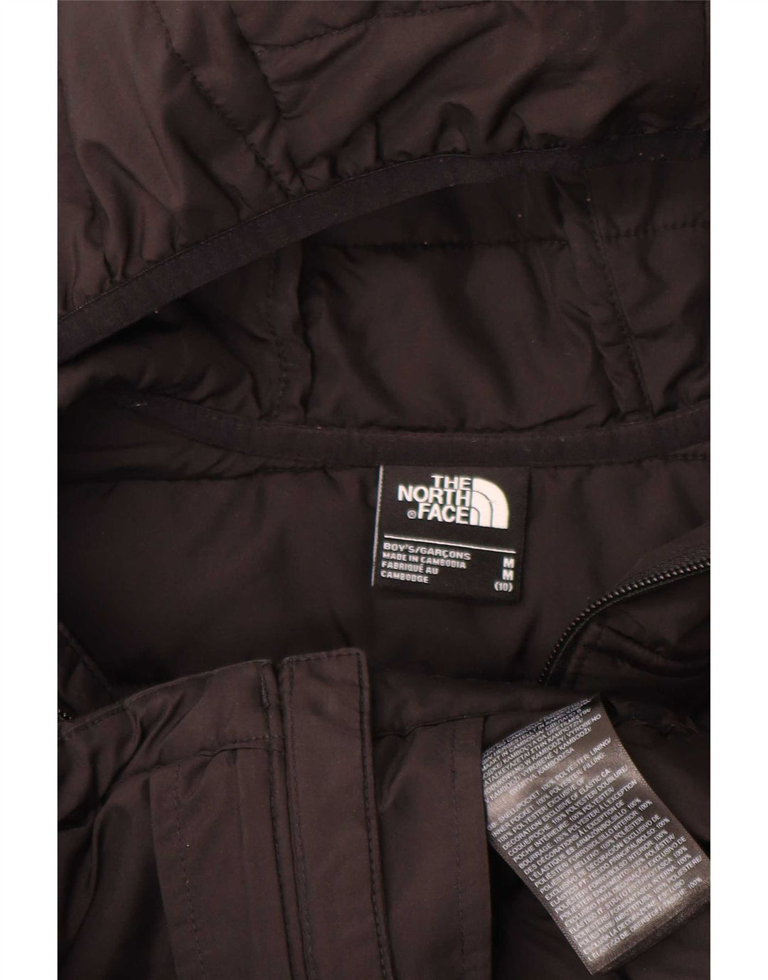 The North Face Boys Hooded Padded Jacket 9-10 Years Medium Black Polyester