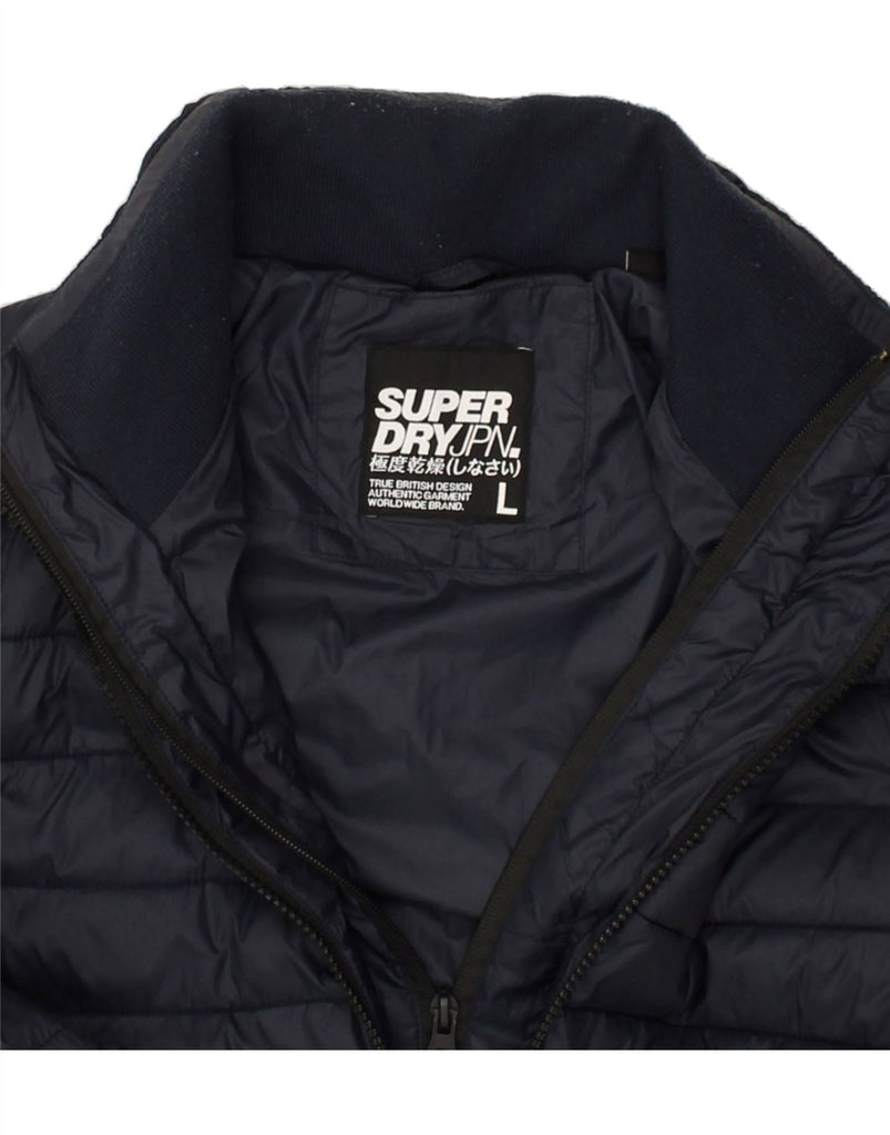 SUPERDRY Mens Padded Jacket UK 40 Large Navy Blue | Vintage Superdry | Thrift | Second-Hand Superdry | Used Clothing | Messina Hembry 