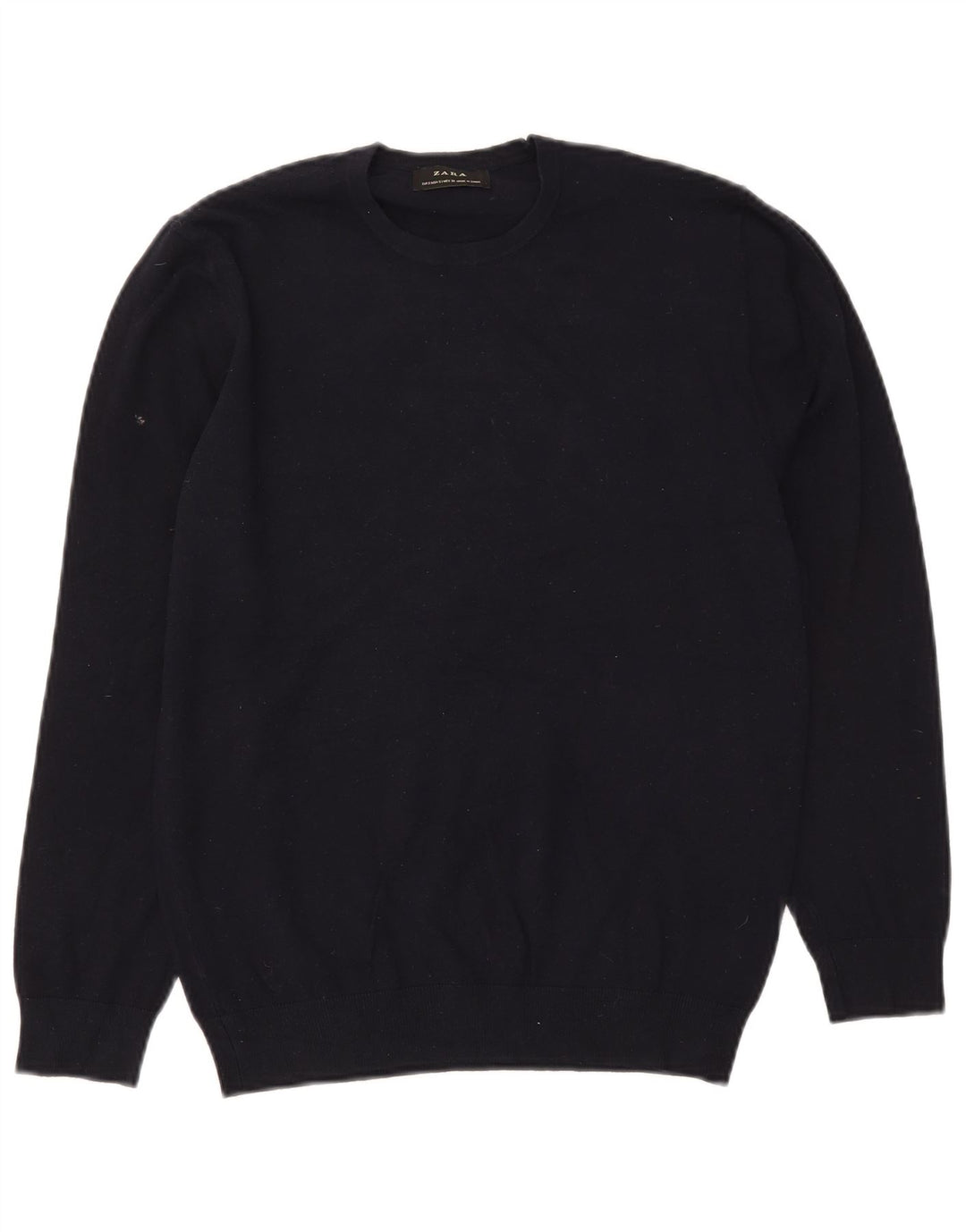 Zara Mens Crew Neck Jumper Sweater Small Navy Blue