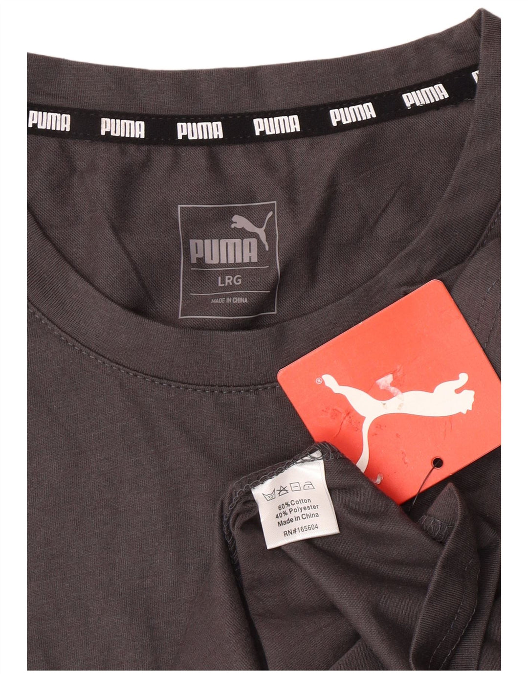 PUMA Mens T-Shirt Top Large Grey Cotton