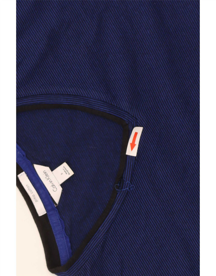 Calvin Klein Mens Short Sleeve Regular T-Shirt Top Small Navy Blue Striped