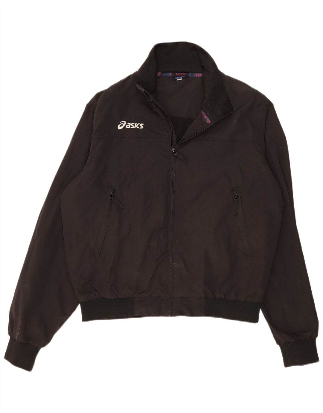 Asics Mens Bomber Jacket UK 44 2XL Black Nylon