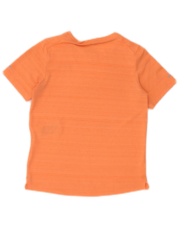 Nike Boys Dri Fit T-Shirt Top 8-9 Years Small Orange Striped Polyester