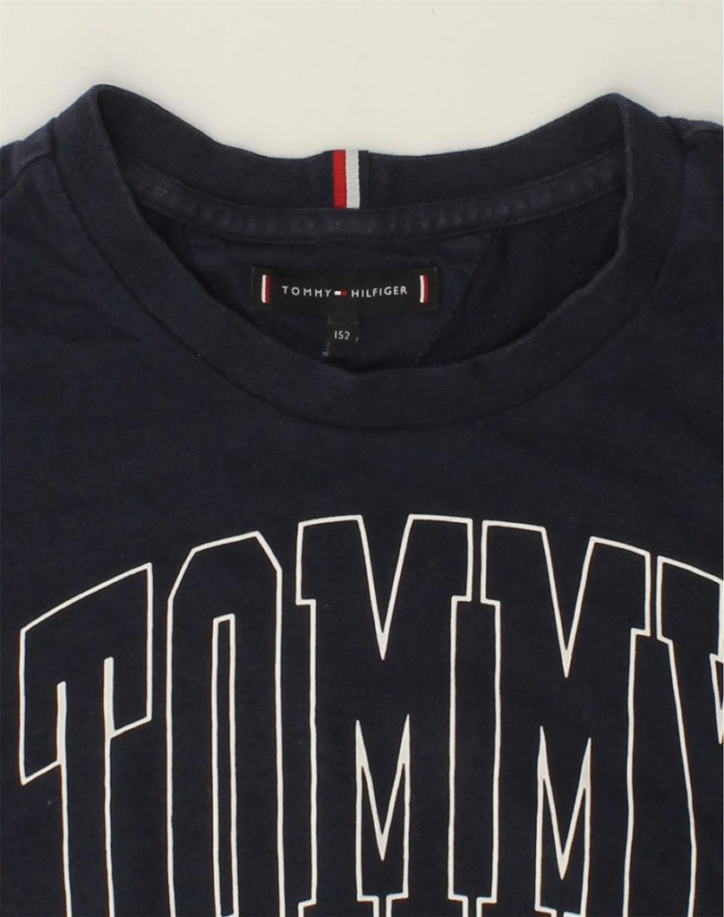 TOMMY HILFIGER Boys Graphic T-Shirt Top 11-12 Years Navy Blue Cotton | Vintage Tommy Hilfiger | Thrift | Second-Hand Tommy Hilfiger | Used Clothing | Messina Hembry 