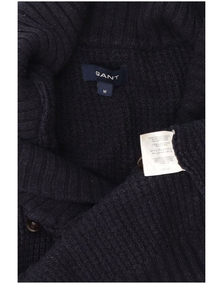 Gant Mens Shawl Neck Jumper Sweater Medium Navy Blue Cotton