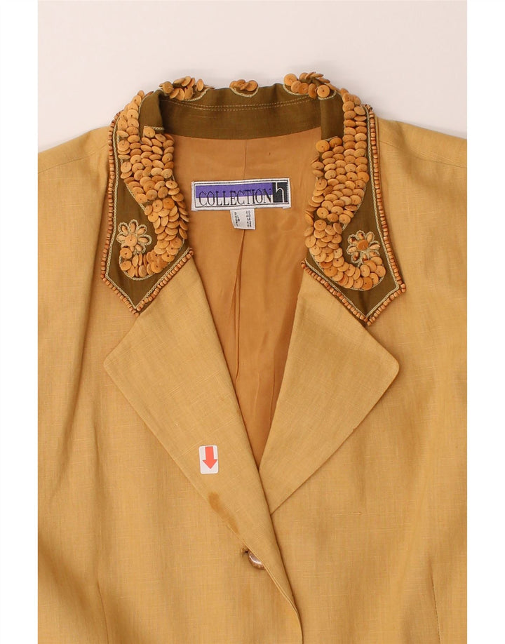 COLLECTION Womens 4 Button Blazer Jacket UK 14 Large Beige Linen Vintage Collection and Second-Hand Collection from Messina Hembry 