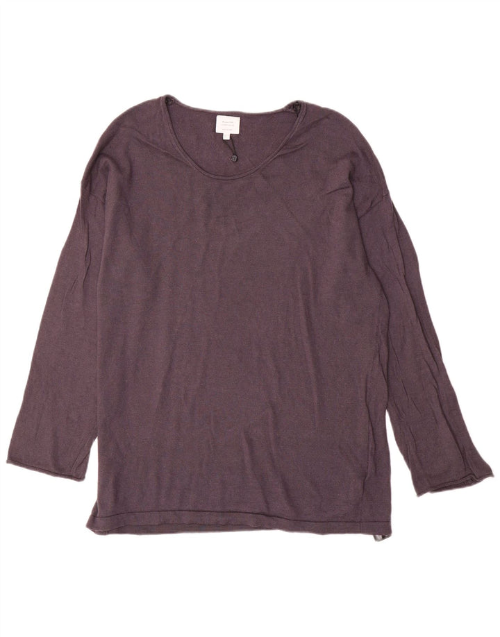 Massimo Dutti Womens Boat Neck Jumper Sweater UK 14 Medium Grey Wool