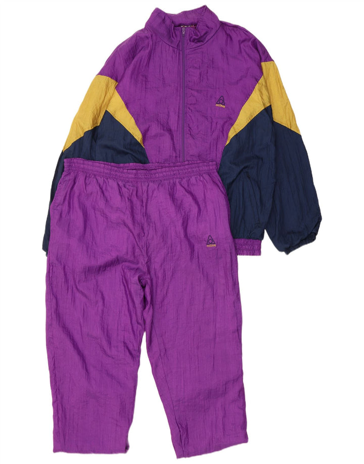 Active Mens Loose Fit Full Tracksuit Medium Purple Colourblock Polyamide