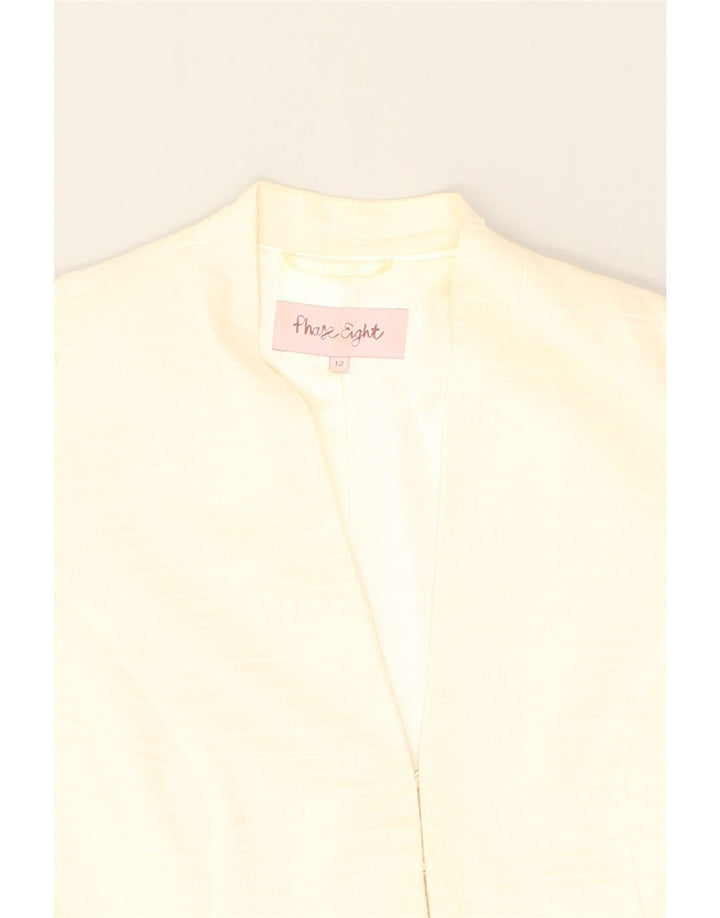 PHASE EIGHT Womens 3/4 Sleeve Blazer Jacket US 12 Large Beige Linen | Vintage Phase Eight | Thrift | Second-Hand Phase Eight | Used Clothing | Messina Hembry 