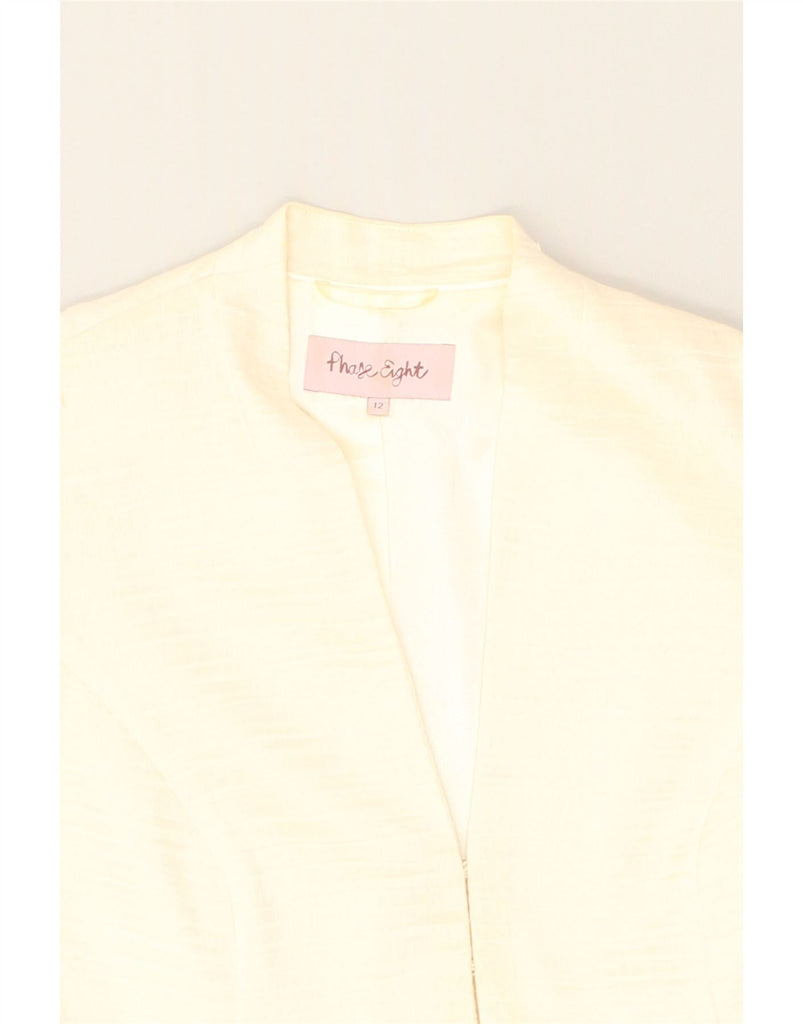 PHASE EIGHT Womens 3/4 Sleeve Blazer Jacket US 12 Large Beige Linen | Vintage Phase Eight | Thrift | Second-Hand Phase Eight | Used Clothing | Messina Hembry 