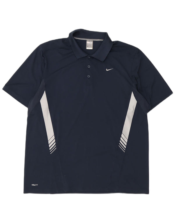 Nike Mens Polo Shirt UK 47/48 2XL Navy Blue Colourblock Polyester