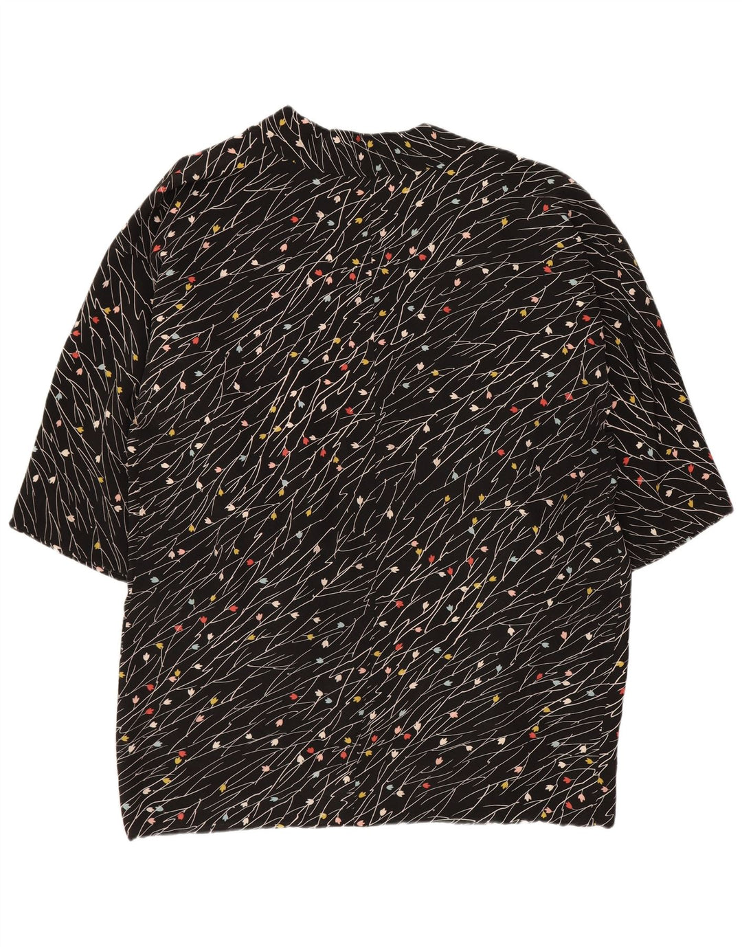 Vintage Womens 3/4 Sleeve Open Blazer Jacket UK 20 2XL Black Floral