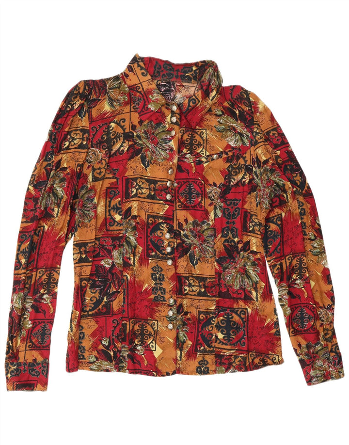 Vintage Womens Shirt Blouse UK 14 Medium Multicoloured Floral Viscose