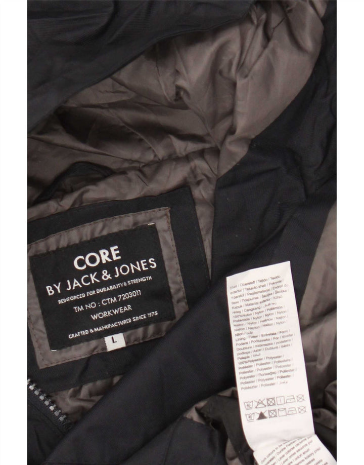 Jack & Jones Mens Hooded Rain Jacket UK 40 Large Navy Blue Nylon