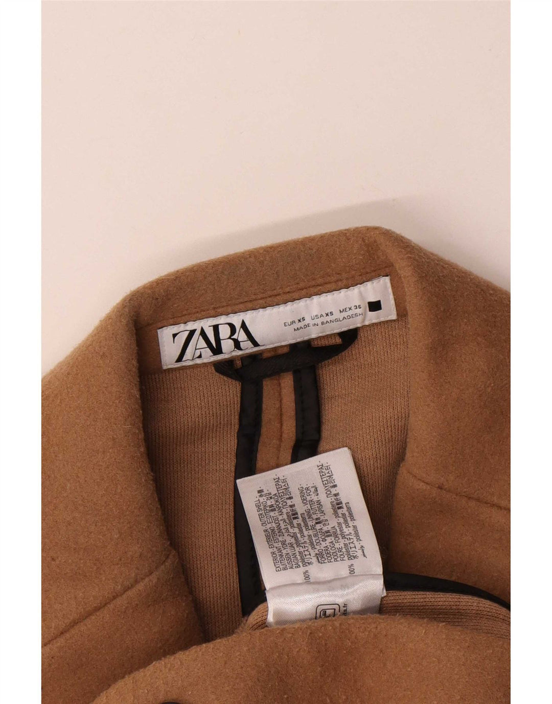 Zara Mens Oversized Overcoat UK 34 XS Beige Polyester
