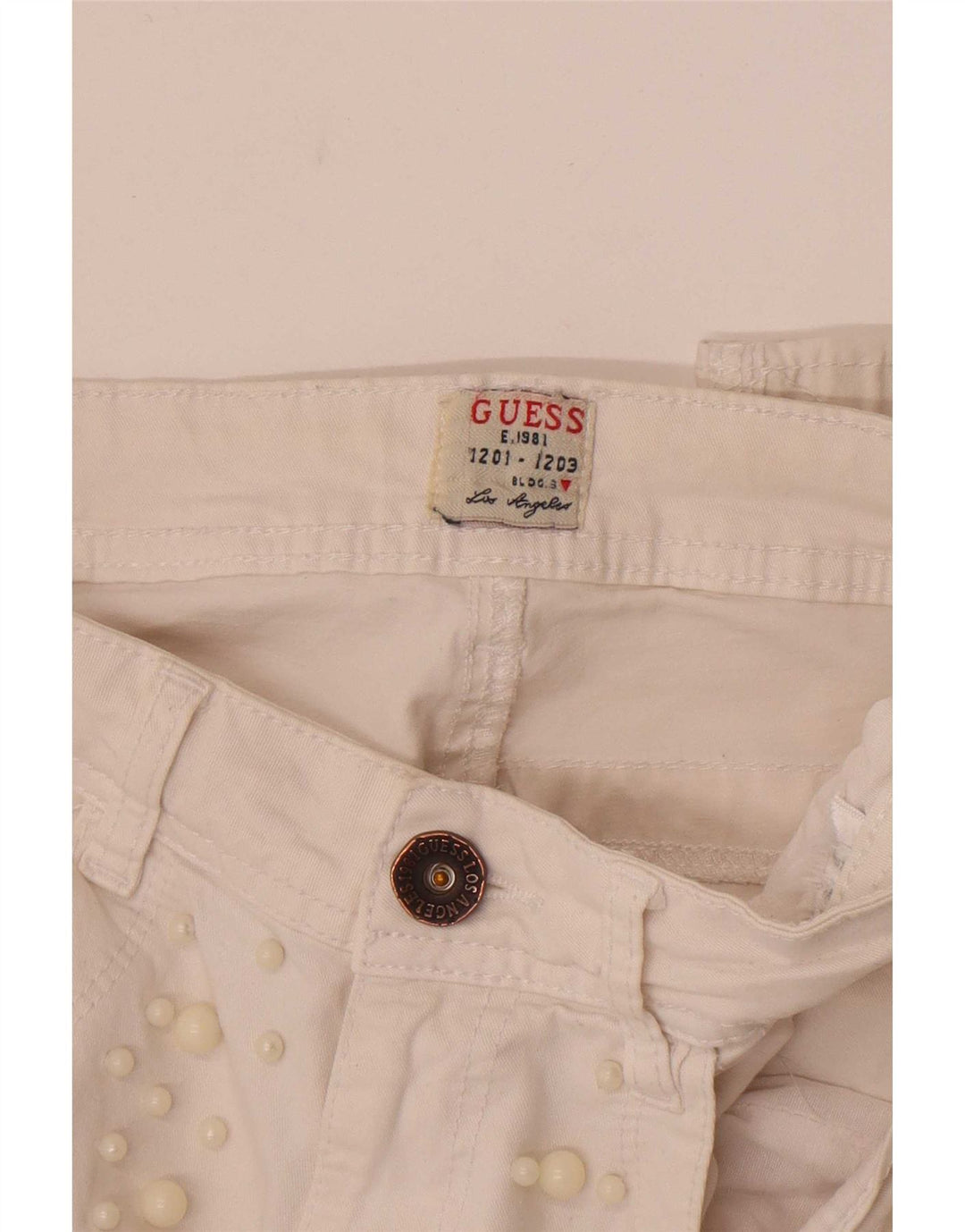 Guess Womens Cropped Jeans W26 L23 White Spotted