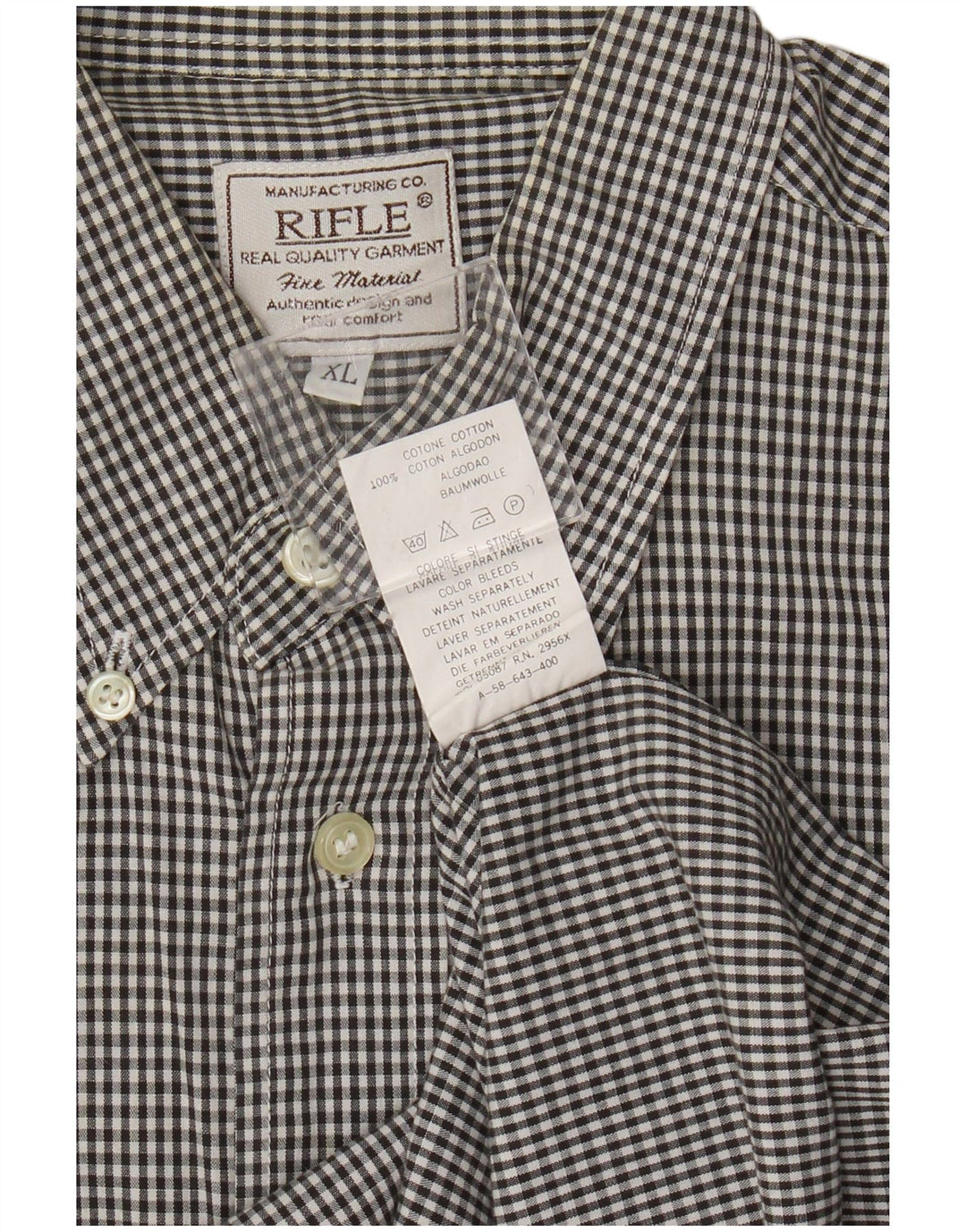 Rifle Mens Shirt XL Black Check Cotton