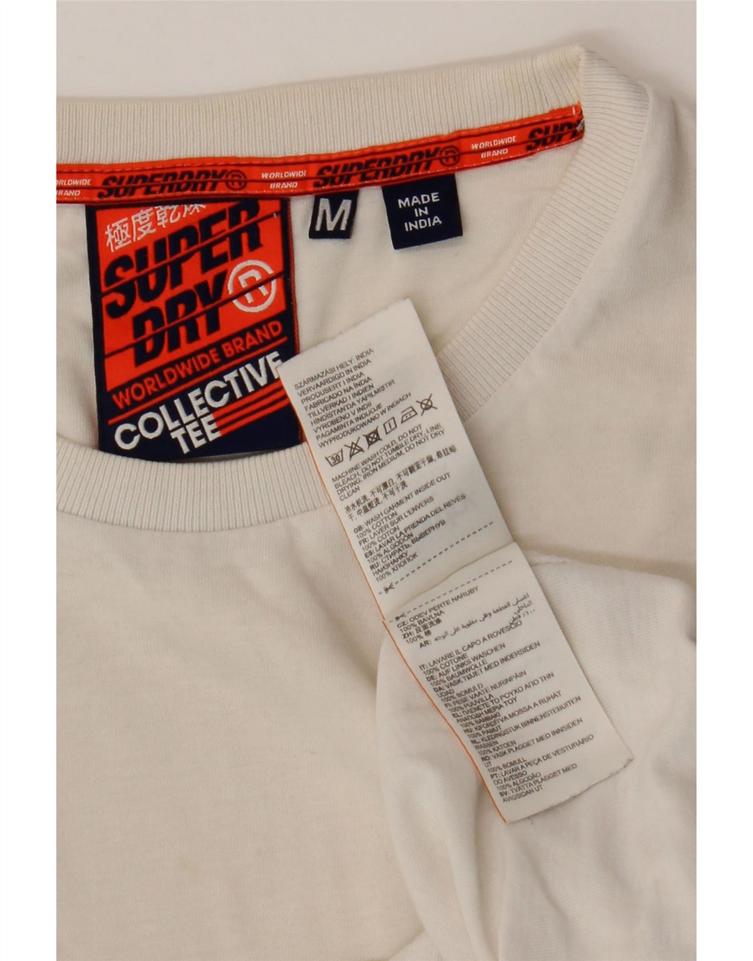 SUPERDRY Mens T-Shirt Top Medium White Cotton
