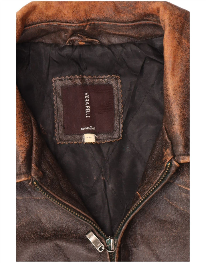 Conbipel Mens Leather Jacket IT 52 XL Brown Leather
