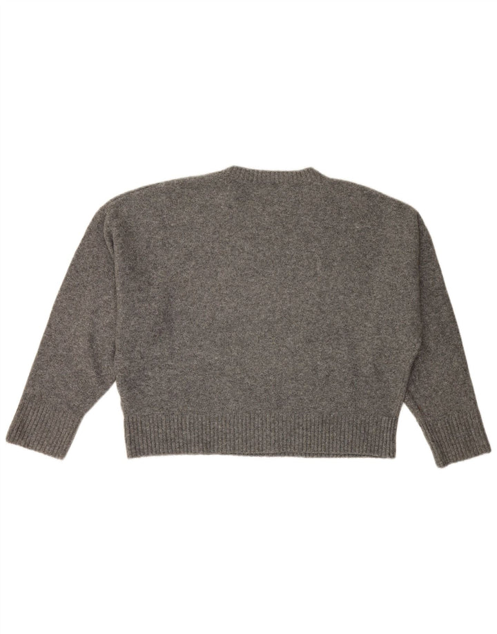Zara Womens Oversized Crew Neck Jumper Sweater UK 16 Large Grey Flecked