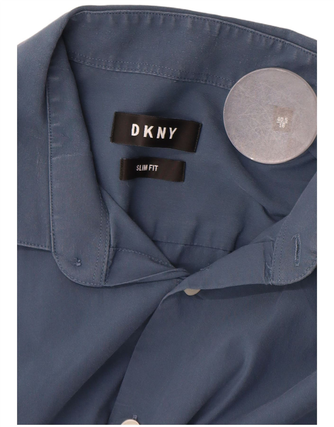 DKNY Mens Slim Fit Shirt Size 40 16 Large Blue Cotton