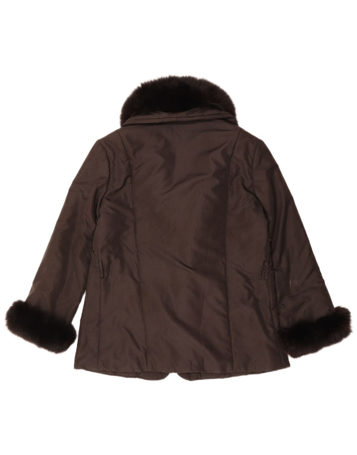 Luisa Spagnoli Womens Oversized Padded Jacket UK 10 Small Brown Polyester