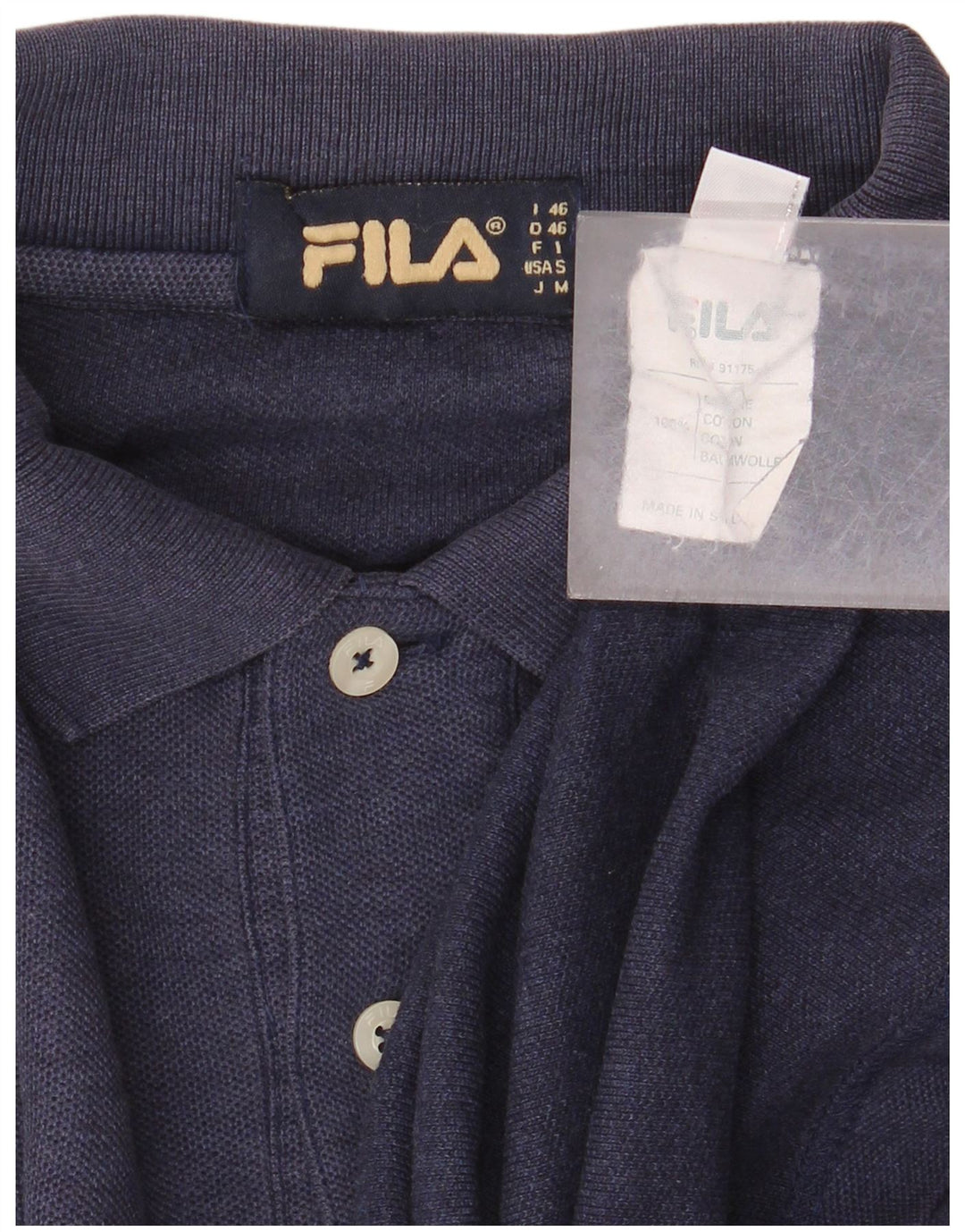 Fila Mens Polo Shirt IT 46 Small Navy Blue Cotton