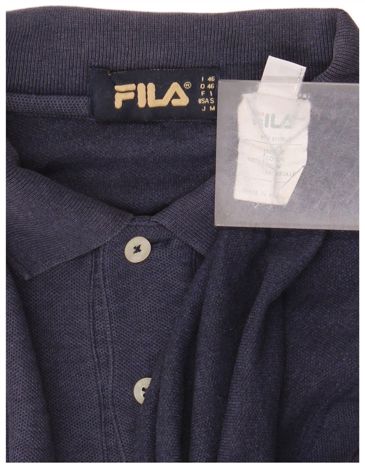 Fila Mens Polo Shirt IT 46 Small Navy Blue Cotton