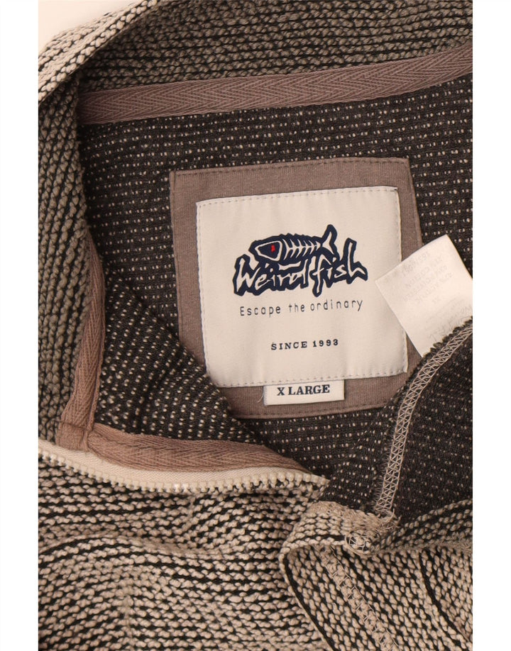 Weird Fish Mens Zip Neck Sweatshirt Jumper XL Grey Colourblock Acrylic