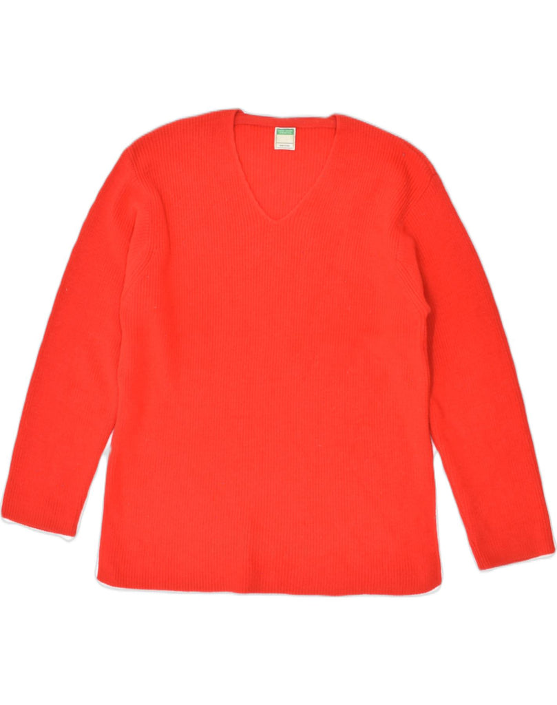 UNITED COLORS OF BENETTON Womens V-Neck Jumper Sweater IT 42 Medium Red | Vintage United Colors of Benetton | Thrift | Second-Hand United Colors of Benetton | Used Clothing | Messina Hembry 