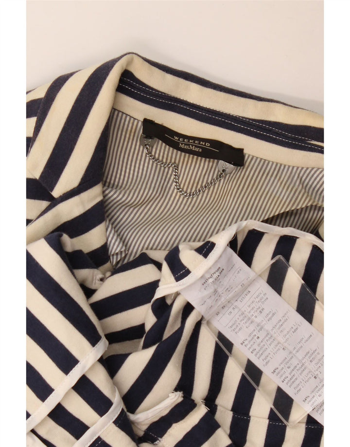 MAX MARA Womens Weekend 2 Button Blazer Jacket UK 6 XS Navy Blue Striped
