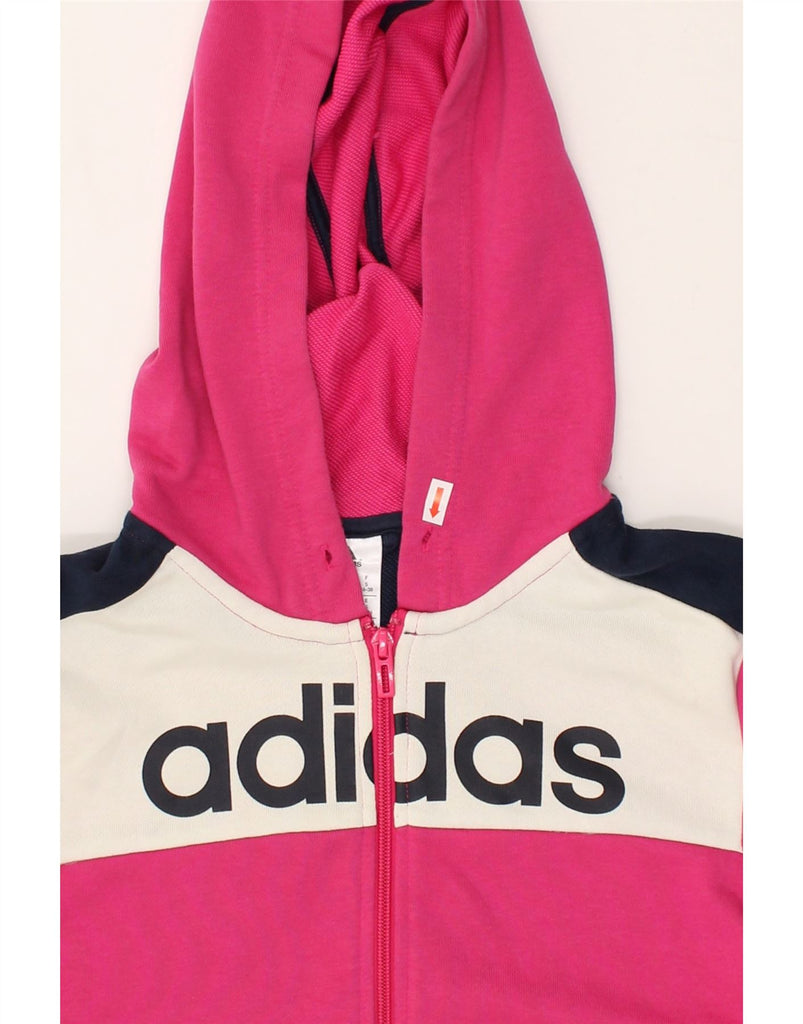 ADIDAS Womens Graphic Zip Hoodie Sweater Size 8/10 Small Pink Colourblock | Vintage Adidas | Thrift | Second-Hand Adidas | Used Clothing | Messina Hembry 