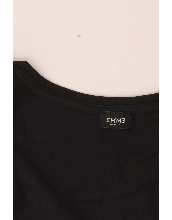 Marella Womens EMME Graphic Top 3/4 Sleeve UK 12 Medium Black