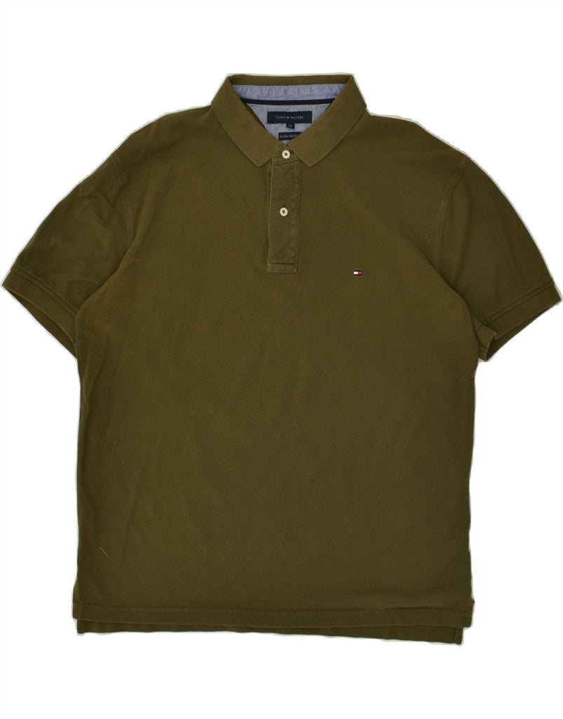 TOMMY HILFIGER Mens Polo Shirt 2XL Khaki Cotton | Vintage Tommy Hilfiger | Thrift | Second-Hand Tommy Hilfiger | Used Clothing | Messina Hembry 