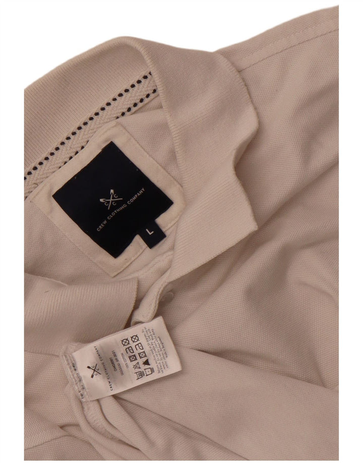 CREW CLOTHING Mens Polo Shirt Large White Cotton