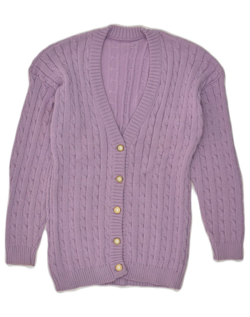 VINTAGE Womens Cardigan Sweater UK 12 Medium Purple Cotton | Vintage Vintage | Thrift | Second-Hand Vintage | Used Clothing | Messina Hembry 