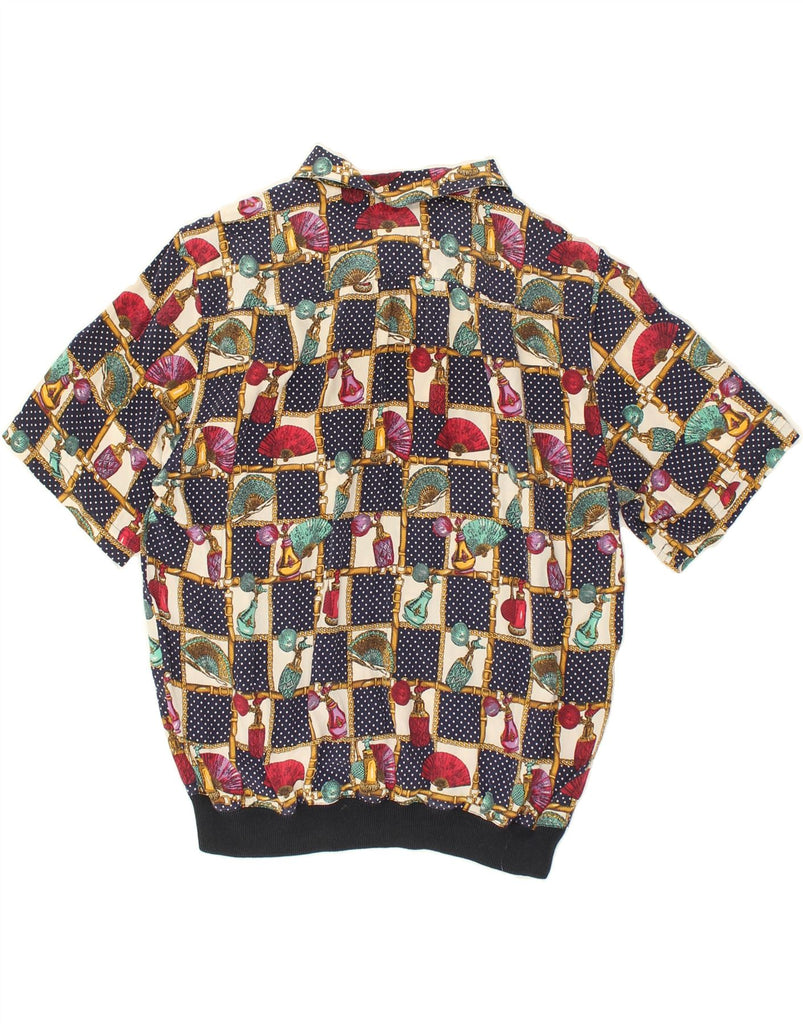 VINTAGE Womens Pullover Shirt UK 22 3XL Navy Blue Patchwork | Vintage Vintage | Thrift | Second-Hand Vintage | Used Clothing | Messina Hembry 