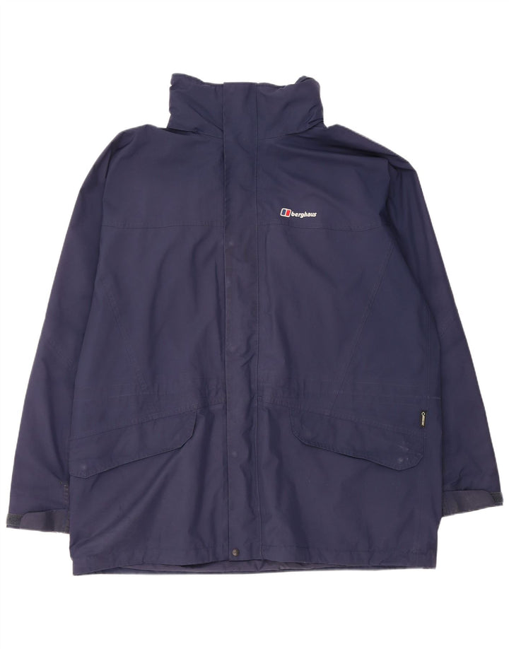 Berghaus Mens Hooded Rain Jacket UK 44 2XL Navy Blue Polyester