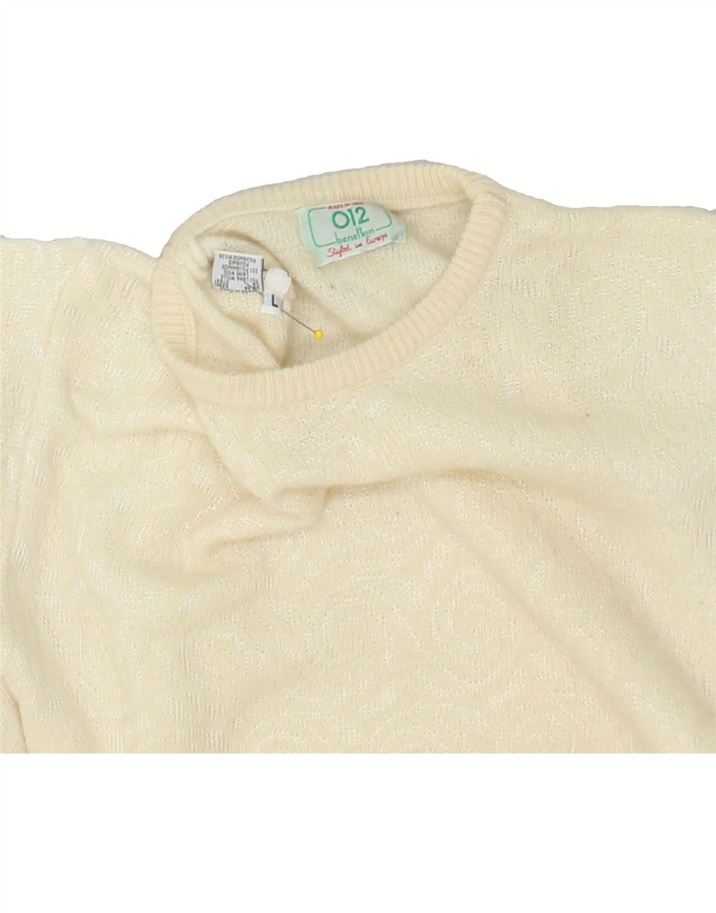 BENETTON Girls Boat Neck Jumper Sweater 12-13 Years Large Off White | Vintage Benetton | Thrift | Second-Hand Benetton | Used Clothing | Messina Hembry 