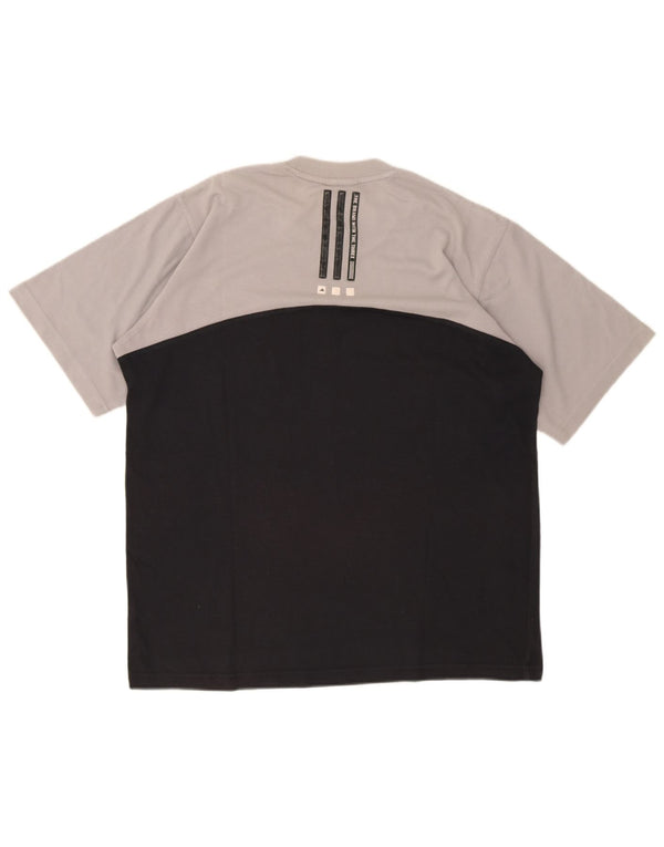 Adidas Mens T-Shirt Top UK 38/40 Medium Black Colourblock Cotton