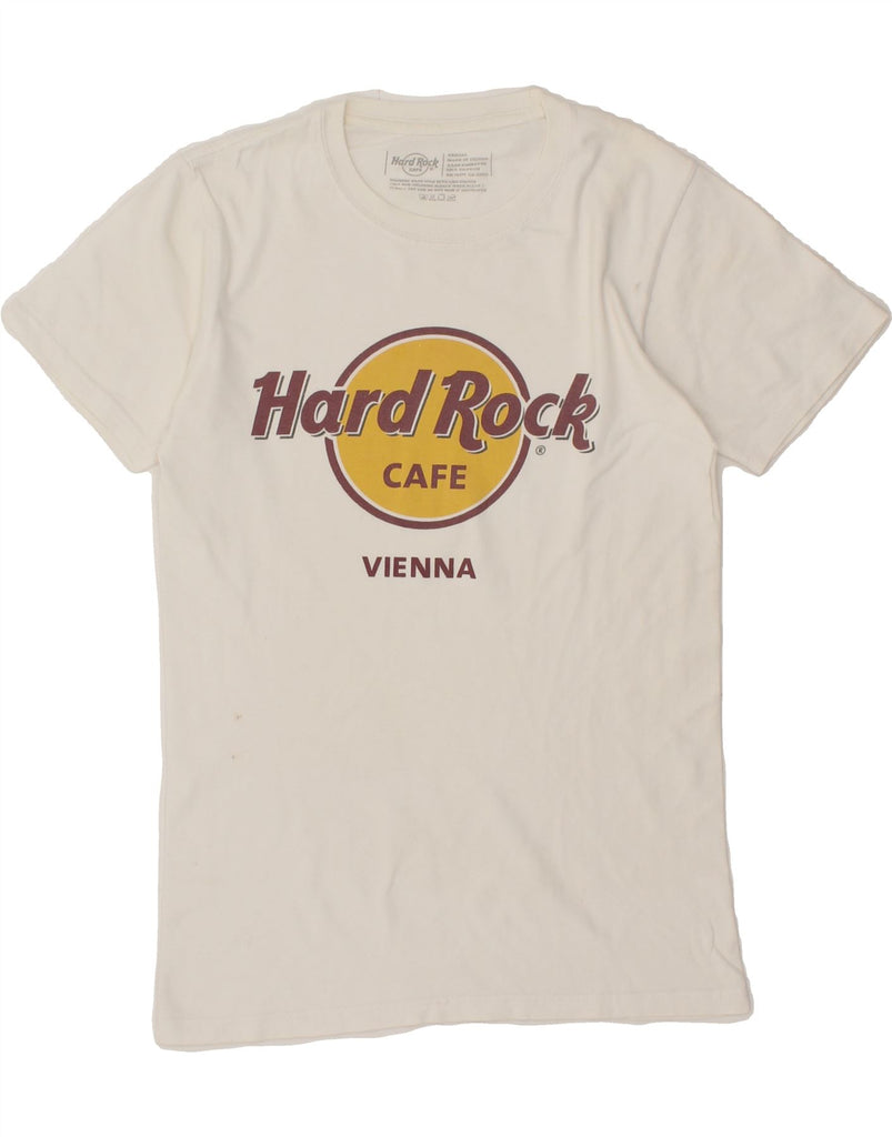 HARD ROCK CAFE Womens Vienna Graphic T-Shirt Top UK 6 XS White Cotton | Vintage Hard Rock Cafe | Thrift | Second-Hand Hard Rock Cafe | Used Clothing | Messina Hembry 